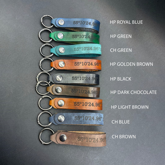 Graviruoti raktų pakabukai su koordinatėmis